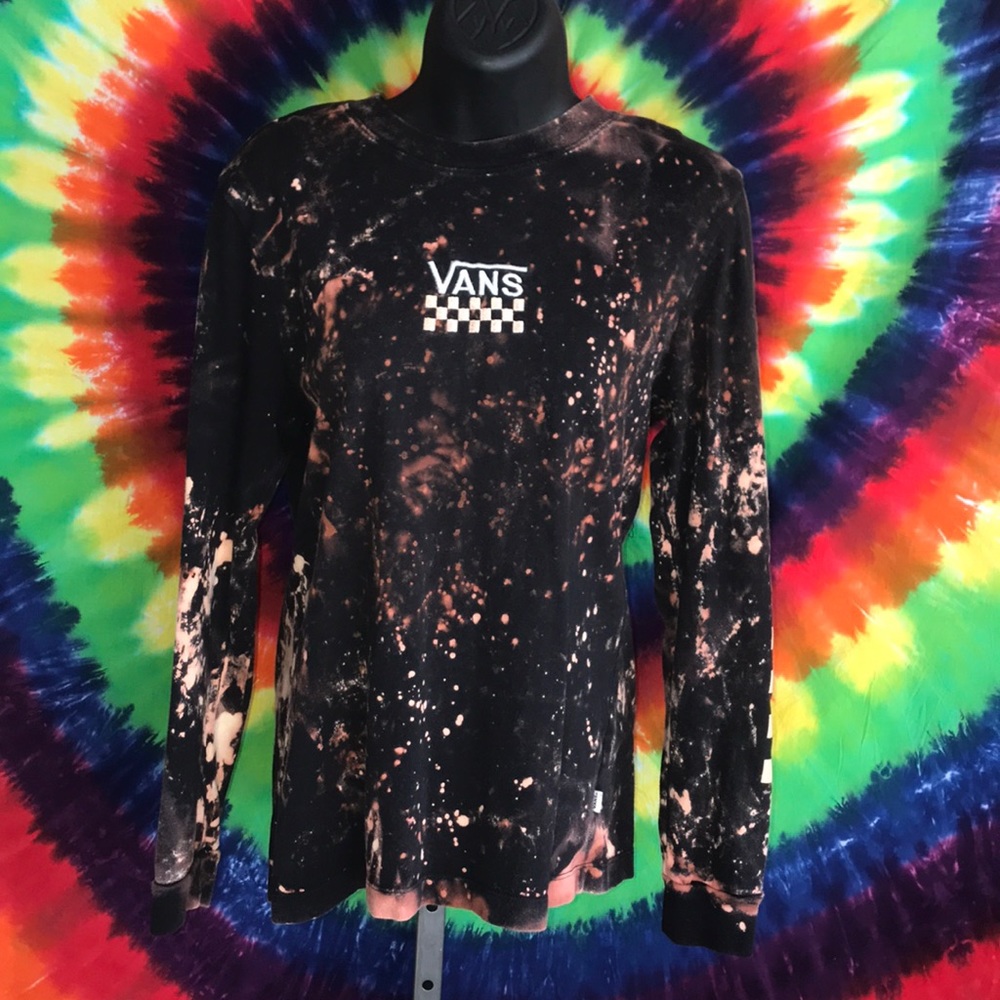 Vans custom bleach splat long sleeve shirt small